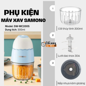 Phụ Kiện (cối thủy tinh nắp nhựa lưỡi dao..) thay thế Máy Xay 300ml SAMONO model: SW-MC200S