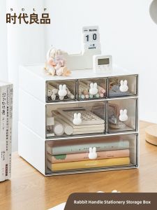 Multifunctional Pen Holder Desk Organizer Cute Childrens Boys And Girls Drawer Style Storage Box Square Shape Plastic Material