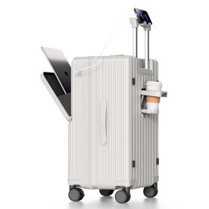 Large Capacity Expandable Travel Suitcase With Front Opening