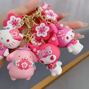 Cartoon space rabbit keychain Cute astronaut couple chain soft glue small pendant key ring pendant