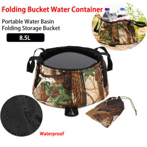 Outdoor 8.5L Folding Bucket Water Container Foldable Portable Water Basin Folding Storage Bucket Travel Camping Picnic Hotel Wash Basin with Storage Bag
