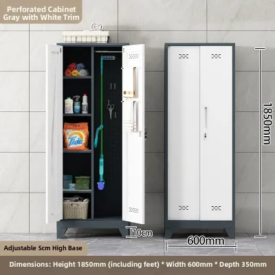 Modern Minimalist Metal Home Cleaning Tool Storage Cabinet for Balcony Bathroom Broom Mop Holder Detachable Household Dustpan