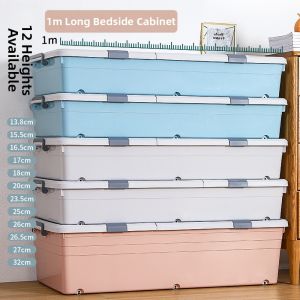 Thick Extra Large Flat Storage Box With Lid and Wheels