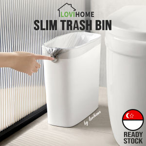 SG Slim Rubbish Bin Garbage Trash Can Waste Bin Dustbin Basket Hygienic Easy-to-Bag Narrow Gaps No Ring Design