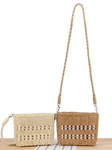 กระเป๋าสะพายข้างผ้าป่านทำมือ ทรงสี่เหลี่ยม สีพื้น กระเป๋าสะพายข้างสำหรับผู้หญิง กระเป๋าถือแบบลำลองสำหรับวันหยุด