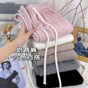 กางเกงขายาวทรงหลวมถักนิตติ้งแบบหนาสำหรับผู้หญิง กางเกงขายาวลำลองผ้าขนหนูแบบหนาสำหรับฤดูใบไม้ร่วง/ฤดูหนาว กางเกงขายาวทรงหลวมสำหรับผู้หญิง