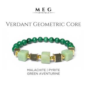 MEG Verdant Geometric Core Bracelet Malachite Pyrite Green Aventurine