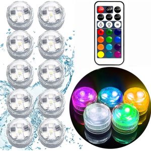 Mini Submersible LED Lights Small Underwater Tea Candles Waterproof with Remote Control for Vase Home Party Wedding Table Amagi