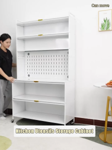 Kitchen Rack Microwave Rack Kitchen Dapur Organizer Narrow Space Rack with Wheels Storage Cabinets