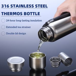 Large Capacity Outdoor Thermos Portable 316 Stainless Steel Thermal Mug Tumbler Vacuum Flasks Cold and Hot Sports Water Bottle