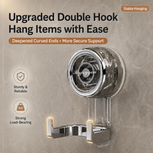 1/2pcs Vacuum Suction Cup Double Hook No Drill Heavy Duty PET ABS Wall Hanger for Bathroom Kitchen Storage