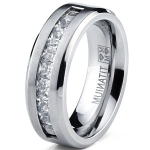 New Hot Selling Silver Plated Stainless Steel Rings For Men Square Cubic Zircon Ring Jewelry Accessories Wholesale Size 7-13
