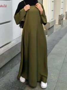 แฟชั่น Silky Djellaba ชุดมุสลิมดูไบความยาวเต็ม Flare แขนยาวนุ่ม Abaya ดูไบตุรกีมุสลิมอิสลาม Robe WY921