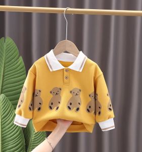 Stylish Baby Sweatshirt Spring Fashion Childrens Polo Shirt Boys Girls Kids Spring Autumn Trendy Cotton Blend Long Sleeve Loose Fit