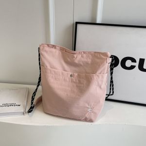 Casual Canvas Tote Bag for Women with Large Capacity Crossbody Strap Polyester Lining Zipper Closure Japan and South Korea Style