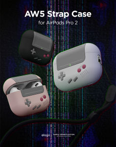 elago APP2 Case - AW5 Compatible with AirPods Pro 2 Case Classic Game Player Design Case with Keychain Durable Silicone Construction Supports Wireless Charging