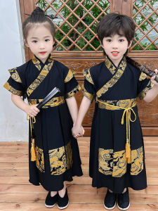 Childrens Han Chinese Costume Boys Summer National Style Baby Tang Costume Classy Boys Ancient Costume Suit Flying Fish Suit Summer Clothes Chinese Classics Suit