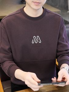 HENGYUANXIANG | เสื้อยืดคอกลมแขนยาวทรงหลวมสำหรับผู้ชาย ทรงพอดีตัว ทรงลำลอง แฟชั่นฤดูใบไม้ผลิและฤดูใบไม้ร่วง เสื้อชั้นในสีพื้น สไตล์ลำลอง