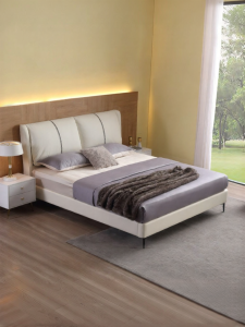 Airland | Luxurious Bridal Bed Frame Real Leather Solid Wood Large Ears Cushioned