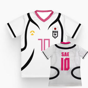 ญี่ปุ่นอะนิเมะสีฟ้าล็อคผู้ชายและผู้หญิงฟุตบอลJerseys Tee Ryusei ShidouและItoshi Saeบทบาทเล่นเสื้อยืดVคอกีฬาTop