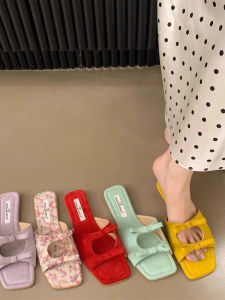 French Gentle Fairy Style Butterfly Knot Open-Toe Sandals Women Summer 2025 New Hollow out Retro Beach Slippers