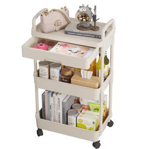 Mobile Kitchen Bathroom Small Cart Multi-layer Storage Rack Drawer Floor-standing Toy Storage Shelf Nordic Style Iron Material