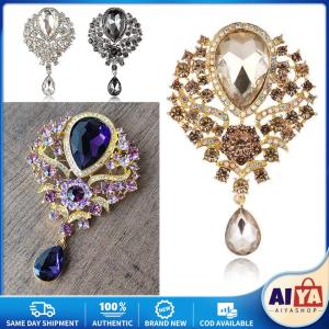 Vintage Luxury Crystal Flower Brooches for Women 4-color Palace Style Flower Party Office Brooch Pin Gifts