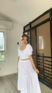 SC128 Ribbon Blouse and Long Skirt Coordinates Set