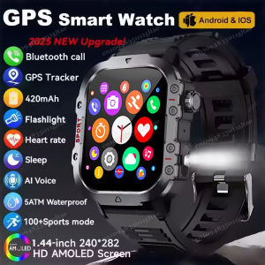 2026 New Military Smart Watch Men IP67 3ATM Outdoor Sports Fitness Tracker Blood Pressure Health Monitor BT Calls GPS Smartwatch