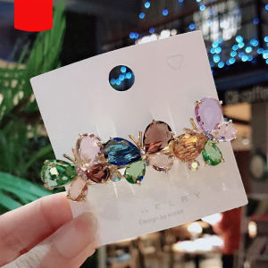 Fashionable Korean Style Large Size Crystal Butterfly Hair Clip Elegant Womens Back of Head Hair Card Spring Clamp Hair Accessories