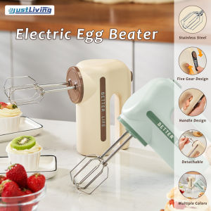 JustLiving Wireless Egg Beater Cordless Hand Mixer 5-Speed Electric Handheld Whisk Mixer Portable Cream Mixer Baking Tool Set Pengacau Telur for Whipping and Mixing Cake Egg Cream Food-USB Rechargeable