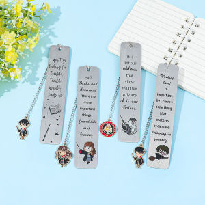 Metal magic bookmarks with spells movie character pendants perfect for reading enthusiasts and book lovers.
