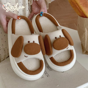 XIXITIAO | Dép Vải Linen Thiết Kế Chó Dễ Thương cho Đôi
