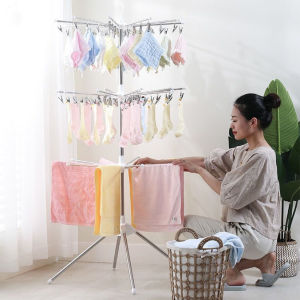 Stainless Clothes Drying Rack Floor Towel Rack Bedroom Clothes Hanger Multi-Functional Hanging Sampayan for Children