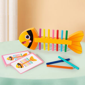 Fish Color Matching Sensory Toys Wooden Balance Stick Fine Training Game Montessori Puzzle Toy For Kids Birthday Christmas Gift