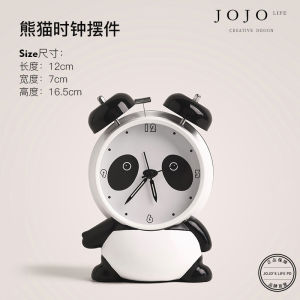 Cartoon Panda Alarm Clock Decorative Item Resin Material Battery Powered Quiet Timepiece Beef Flavor Home Decoration