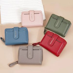 Women Lychee Pattern Wallets Zipper Hasp High Quality PU Leather Purse Solid Short Small Sweet Wallet for Female Multi-card Bit