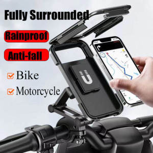 Adjustable waterproof motorcycle/bicycle mobile phone holder - TPU touch screen 360° rotation anti-shake stable M3A black for mobile phones under 7 inches⚡PH deliveryIn stock⚡