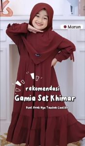 Gamis Anak Terbaru/Gamis Set Khimar Anak Umur 4-9 tahun Bahan Rayon Premium