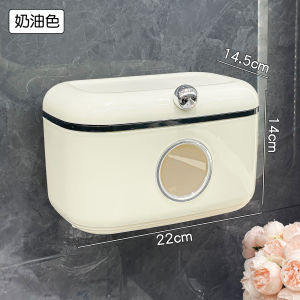 กล่องจุกกระดาษชำระติดผนังสไตล์อบอุ่น กล่องจุกกระดาษชำระแบบหัวเข็มขัดสุดน่ารัก กล่องเก็บของสำหรับใช้ในห้องน้ำ กล่องเก็บผ้าเช็ดหน้าแบบติดผนัง