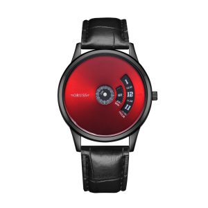 [Gift][With Box]ORUSS Original Men Stainless/Leather Luxury Waterproof Fashion Black Watch Analog Korean Automatic Quartz Wrist Watch For Men