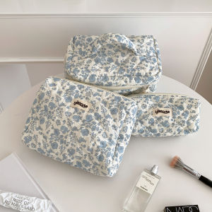 3pcs Cotton Flower Women Cosmetic Bag Fabric Storage Bags Big Capacity Travel Organzier Pouch Women Makeup Case