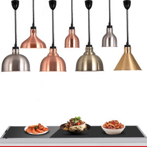 Insulated Lamp Single Head Retractable Hanging Style Food Heating Lamp Buffet Roast Meat Lamp Hotel Dining Utensils Stainless Steel
