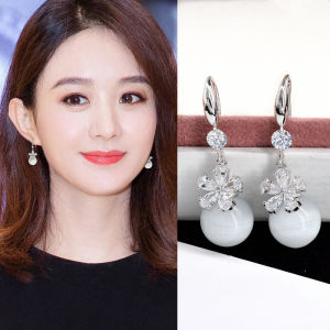 South Korea Elegant New Arrival Trendy Opal Earrings 925 Sterling Silver Easiest for Match Retro Long Eardrops Earrings for Women Ear Hook