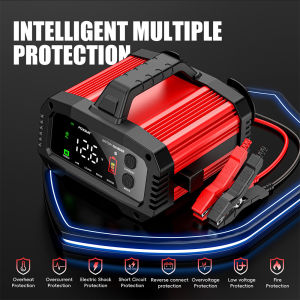 Portable Smart Car Battery Charger 25A/15A for 12V-24V Motorcycle Lead Acid AGM GEL LiFePo4 Batteries Car Booster Pulse Repair