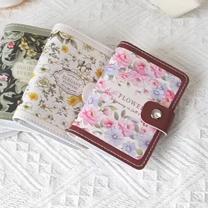 1pc Fashion flower oil painting card holder with multiple slotsdelicate design large capacity