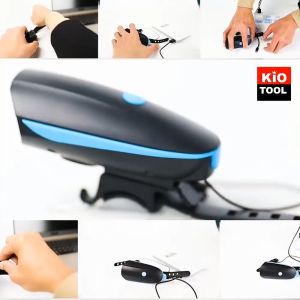 Đèn xe đạp thể thao KIOTOOLL siêu sáng có còi pin sạc usb led T6 chống nước