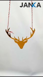 JANKA Hiasan Kepala Tanduk Rusa Pohon Natal Akrilik Aksesoris Gantungan Ornamen Dekorasi Acrylic Christmas Tree Reindeer