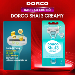 DORCO SHAI 3 CREAMY - Dao Cạo Body Nữ 3 Lưỡi - Hộp Gồm 1 Cán và 1 Đầu Cạo
