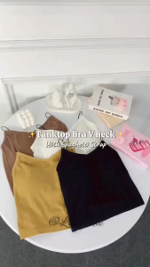 LadyLuxe - Atasan Tanktop Bra Wanita Tank Top Basic Crop Tee With Cup Model Singlet Pakaian BR056